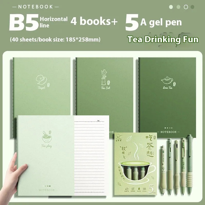 Set of 4 gradient colour notebooks with creative covers for student homework and learning.