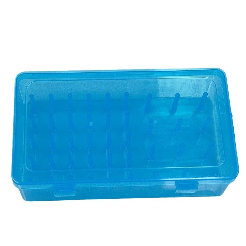 42 axis multifunctional plastic embroidery thread storage box with removable dividers in blue colour.