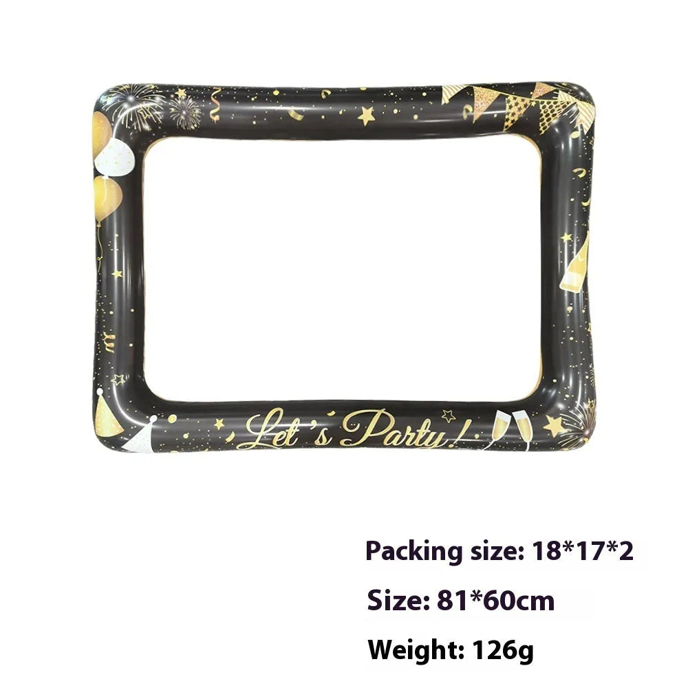 Christmas-themed inflatable PVC photo frame prop for festive pictures.