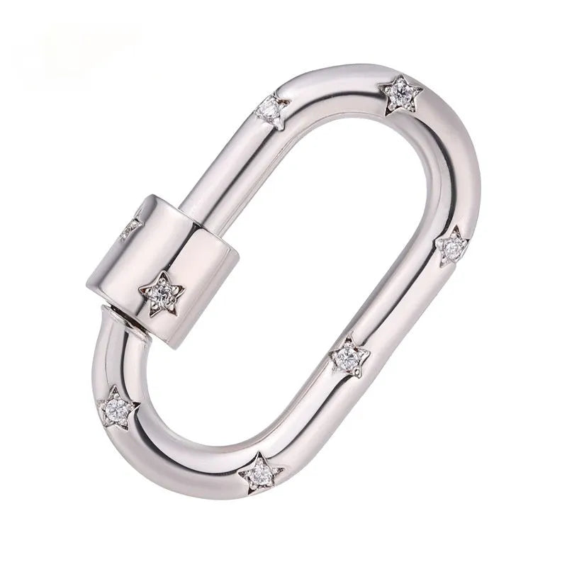 Copper climbing heart button fastener with micro-inlaid zircon stones and gold electroplating.
