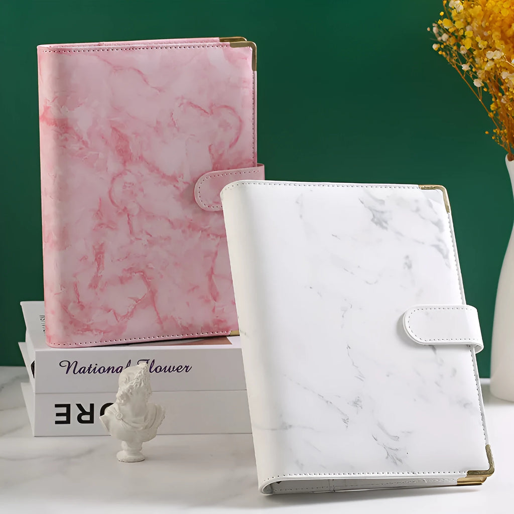 Removable notepad with marble pattern PU cover in A5 size, grey colour, 100 sheets of 80G Dowling paper