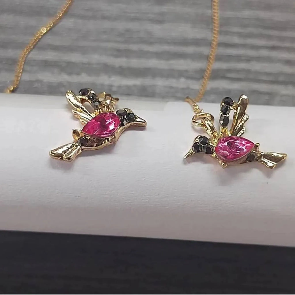 Women's long style bird hanging earrings with mixed zirconium wings in red, blue, and red lvzuan colours