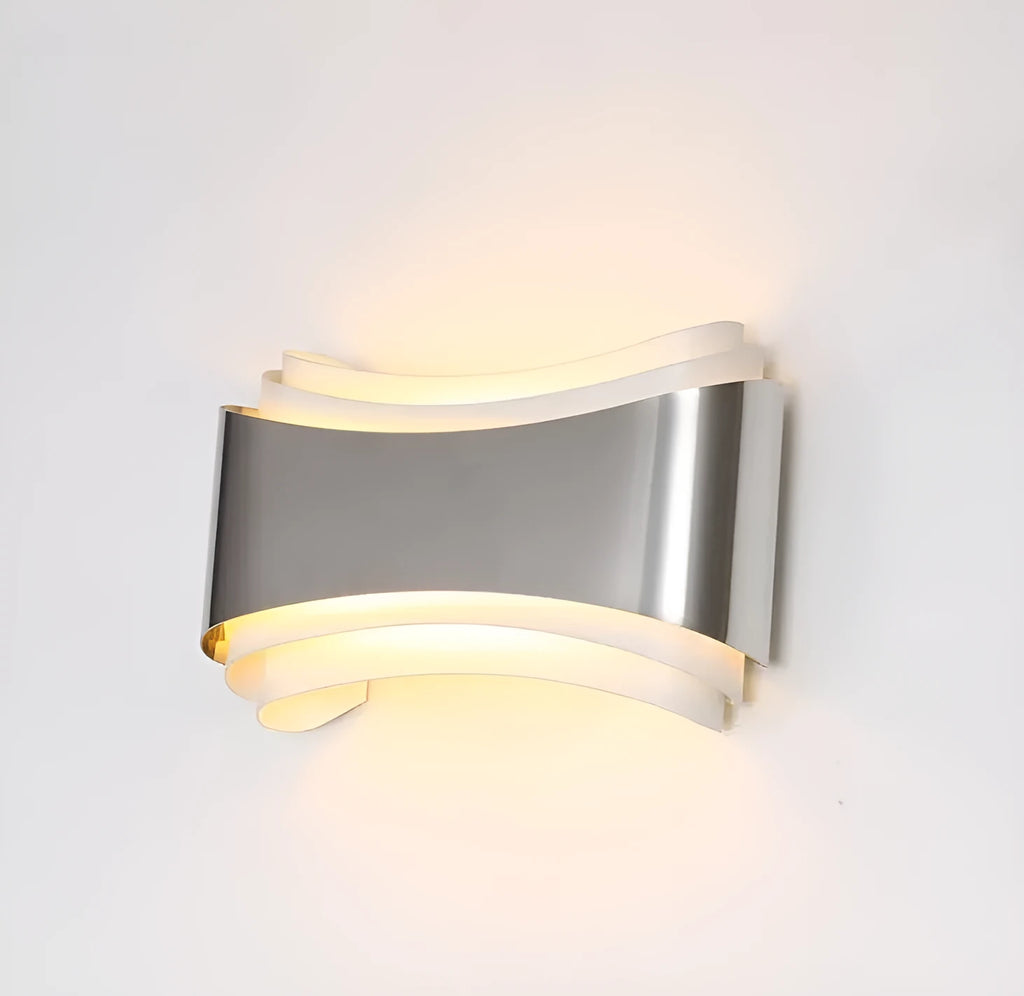 Modern LED wall lamp with warm white light, 23cm wide by 13cm high with matte finish