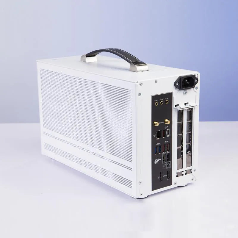 Three Hummingbird Portable Mini-ITX desktop computer case in titanium grey finish