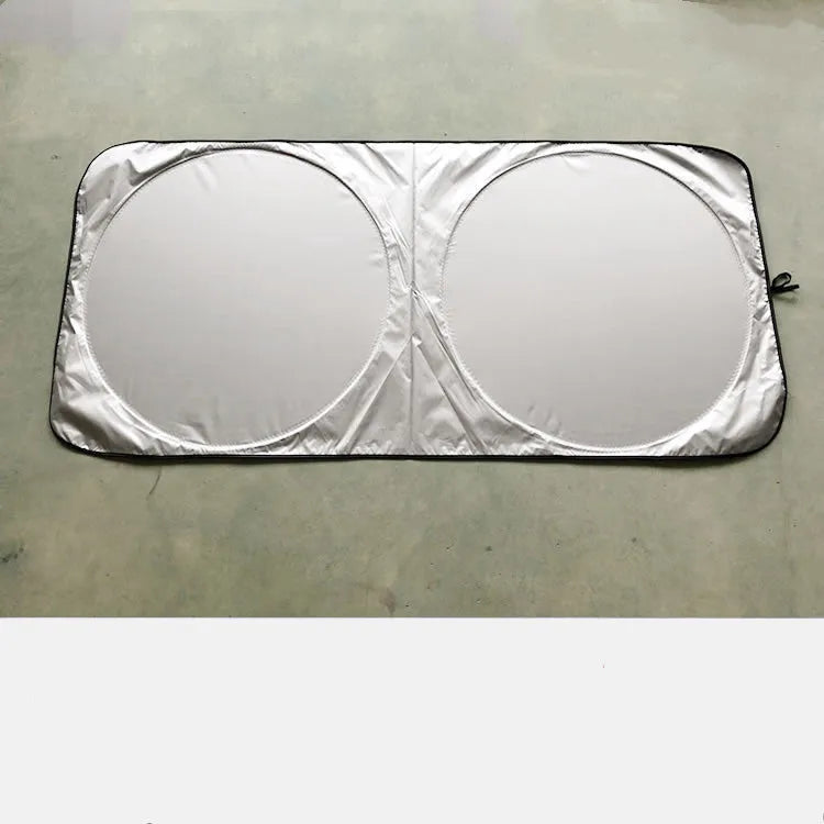 Silver tape car sunshade measuring 190x90cm with storage bag for universal vehicle fit