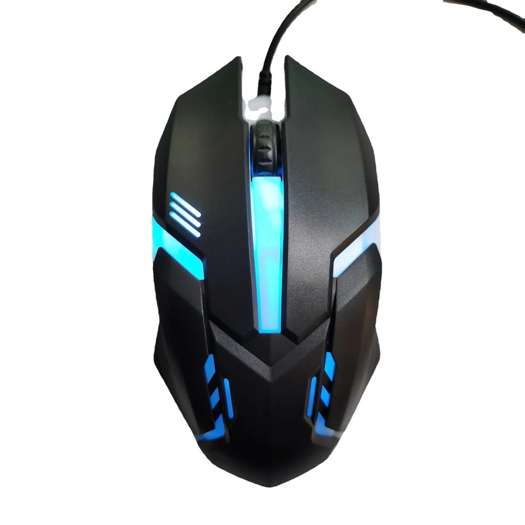 Wired luminous e-sports office computer mouse with USB interface and 1.35 metre cable, black colour