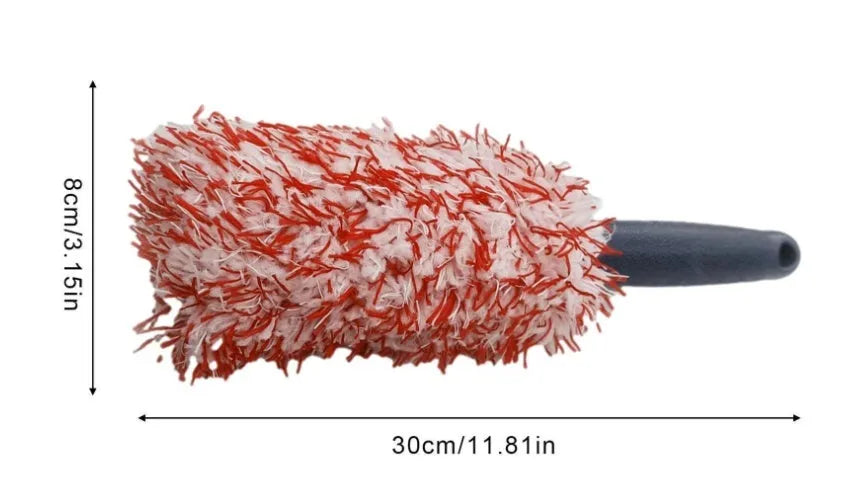 Long handled car wash brush with ultra-fine fibre head in blue colour for vehicle cleaning