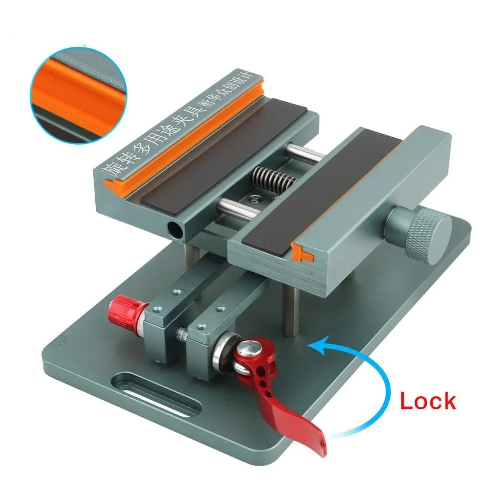 Mobile phone repair fixture with silicone grips and adjustable mechanism for safe disassembly