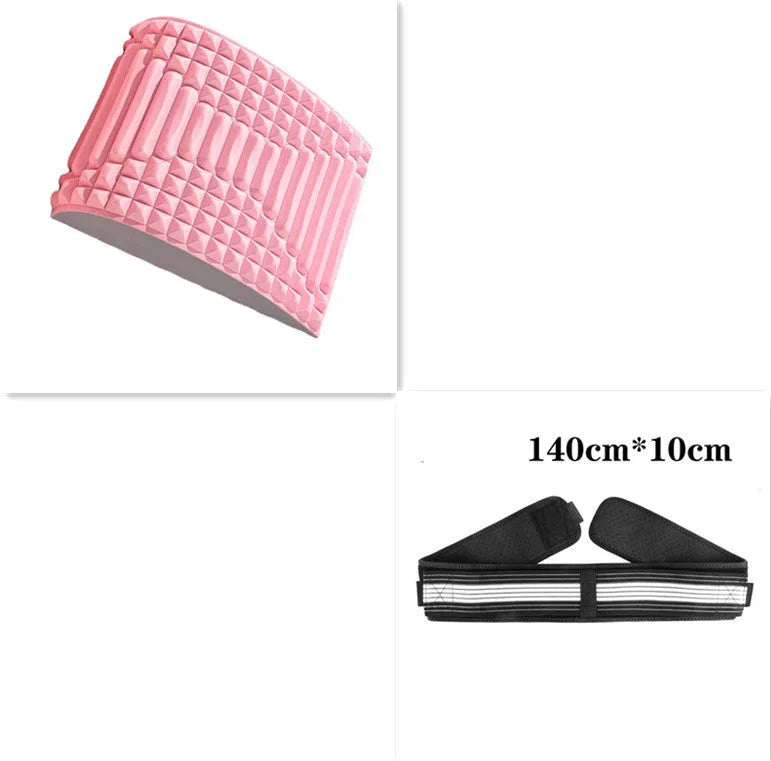 Blue EVA foam back stretcher pillow for lumbar support and acupressure massage.