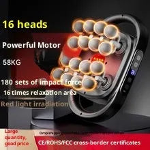 Black multi-head muscle relaxation massager with LED screen for calf back and waist, showing 16 heads