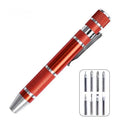 8-in-1 aluminium alloy screwdriver pen set in various colours with chrome vanadium steel shaft