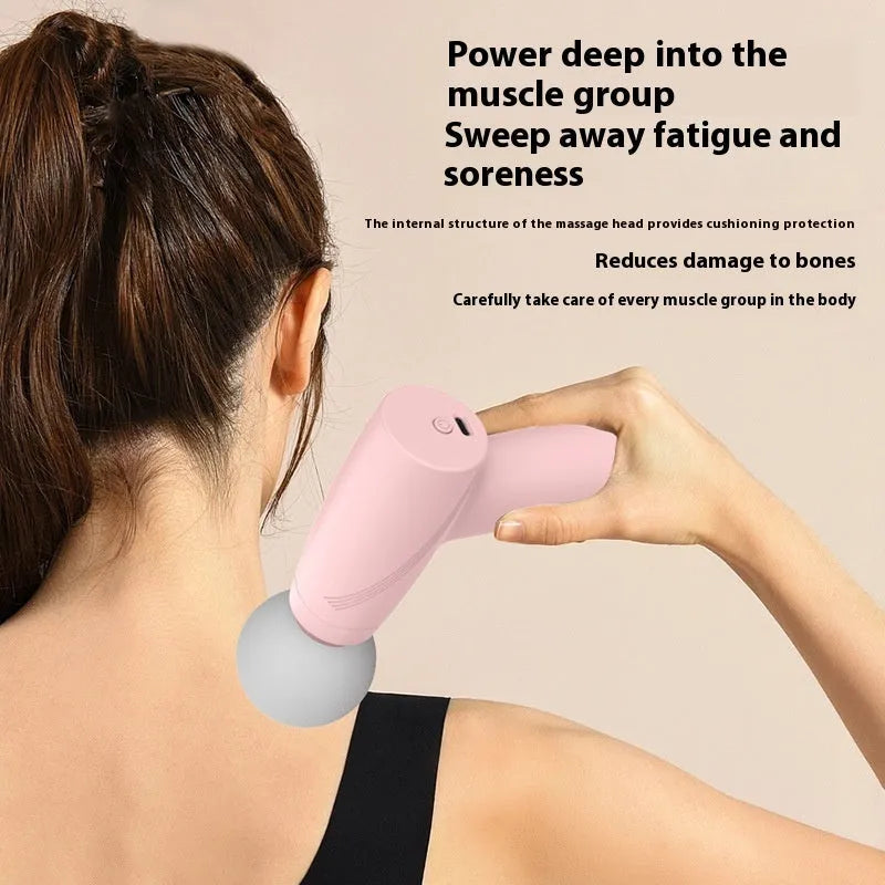 USB portable mini massage gun with brushed motor, three speed gears, and low noise design