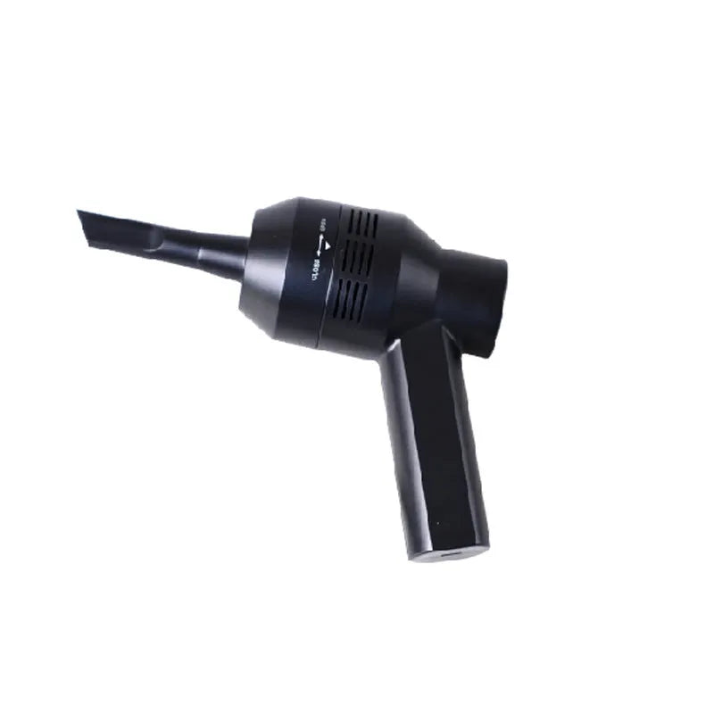 Black desktop mini vacuum cleaner with USB cable for computer keyboard dust removal