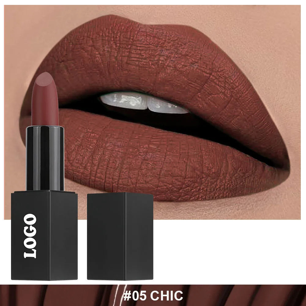 Beauty Does Not Fade matte finish lipstick in one of 24 colours with waterproof anti-discoloration formula.