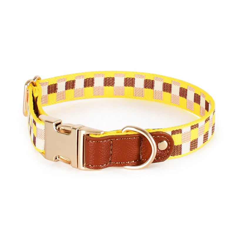 I-shaped pet chest harness traction rope set with collar and 150cm rope in leather rib fibre