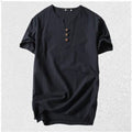 Loose grey cotton T-shirt for men on a hanger, showing short sleeves and pullover style.