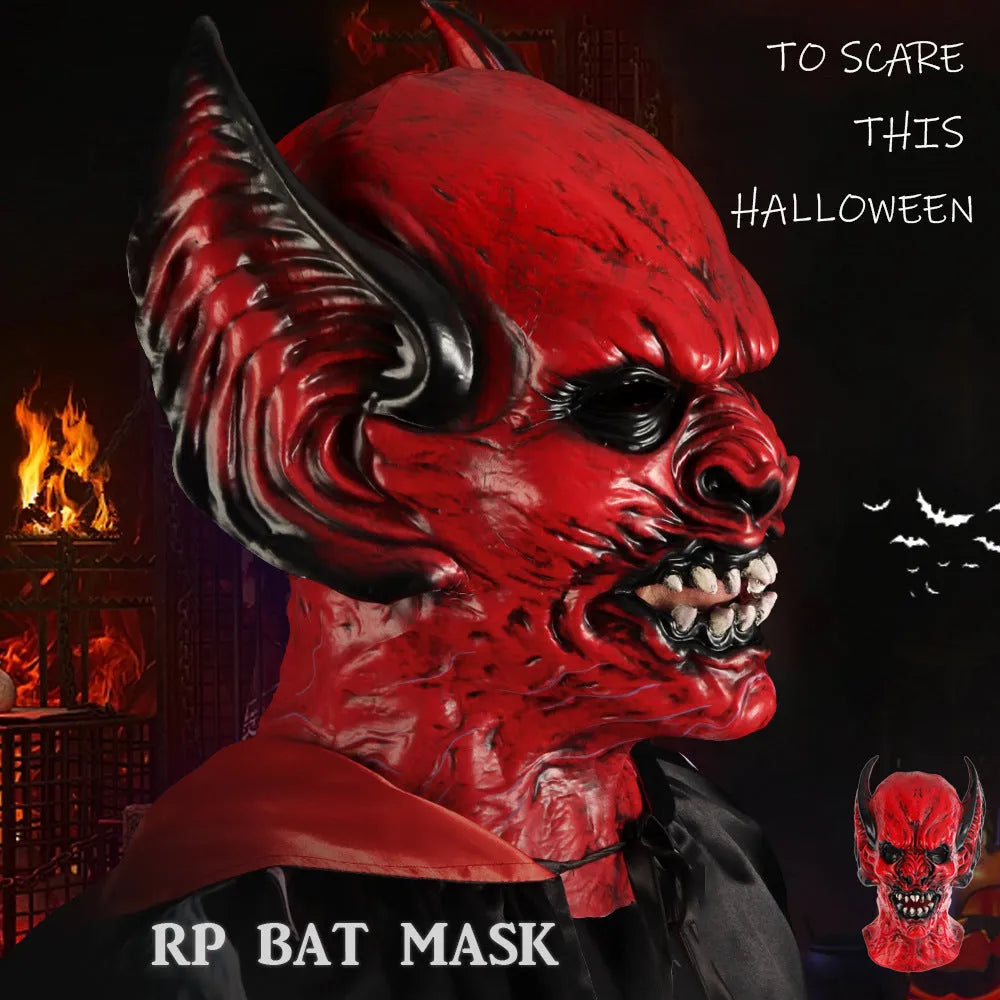 Red bat head cover horror mask made from RP foam for Halloween and costume parties