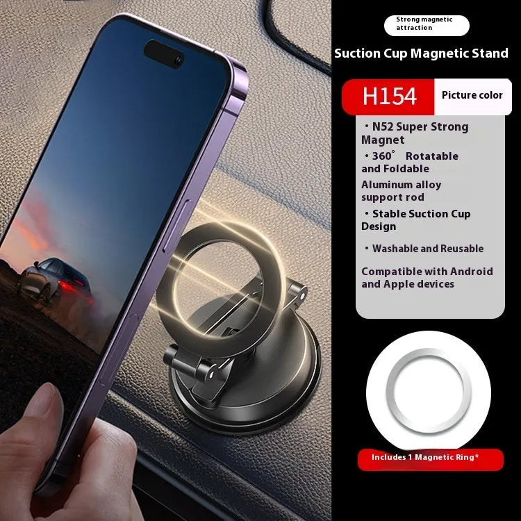 Black H154 car magnetic phone holder with suction cup mount for windscreen or dashboard