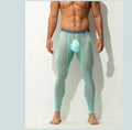 Men's ultra-thin ice silk leggings in solid colour, nylon-spandex stretch fabric, available in multiple sizes