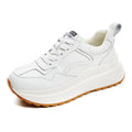 Beige women's cowhide leather casual shoes with low-top design and English muffin heel.