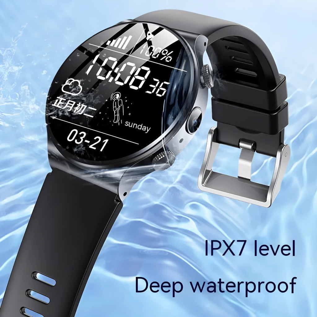 Black and white Fashion Personality Video Smart Watch showing 1.28-inch screen on wrist.