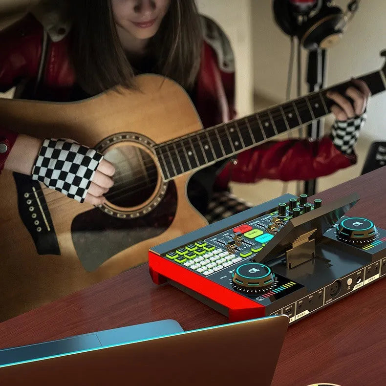 Black G10 computer karaoke sound card with 5.1 channels and Bluetooth 5.0