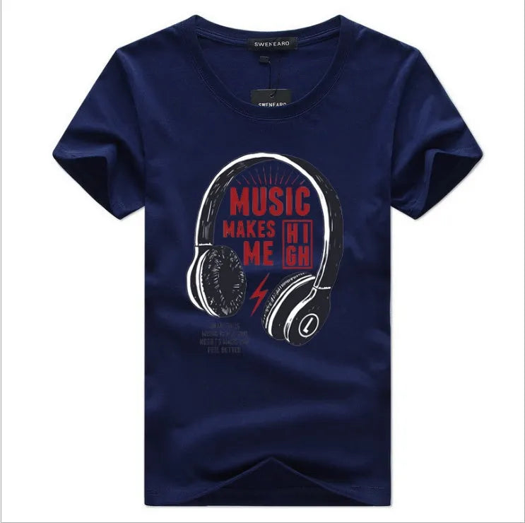 Fashion men's round neck letter print short sleeve cotton T-shirt in white with creative fun tie dye design