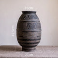 Medium cement flower pot with African ancient pot design and bottom drainage holes