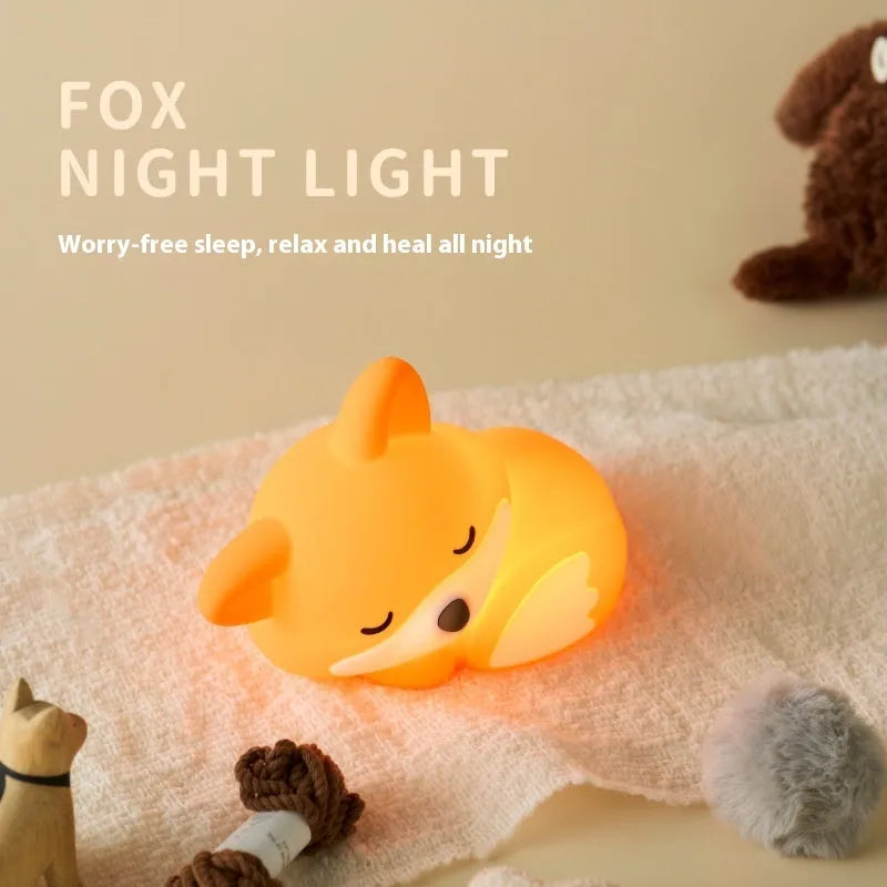 Fox USB rechargeable cartoon small night lamp, 1200mAh battery, two-gear brightness, 20-minute delay turn-off, 164.7 x 91 x 110mm