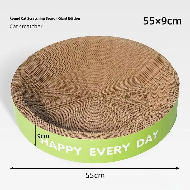 Green round cat nest with integrated scratching board, 55cm in diameter