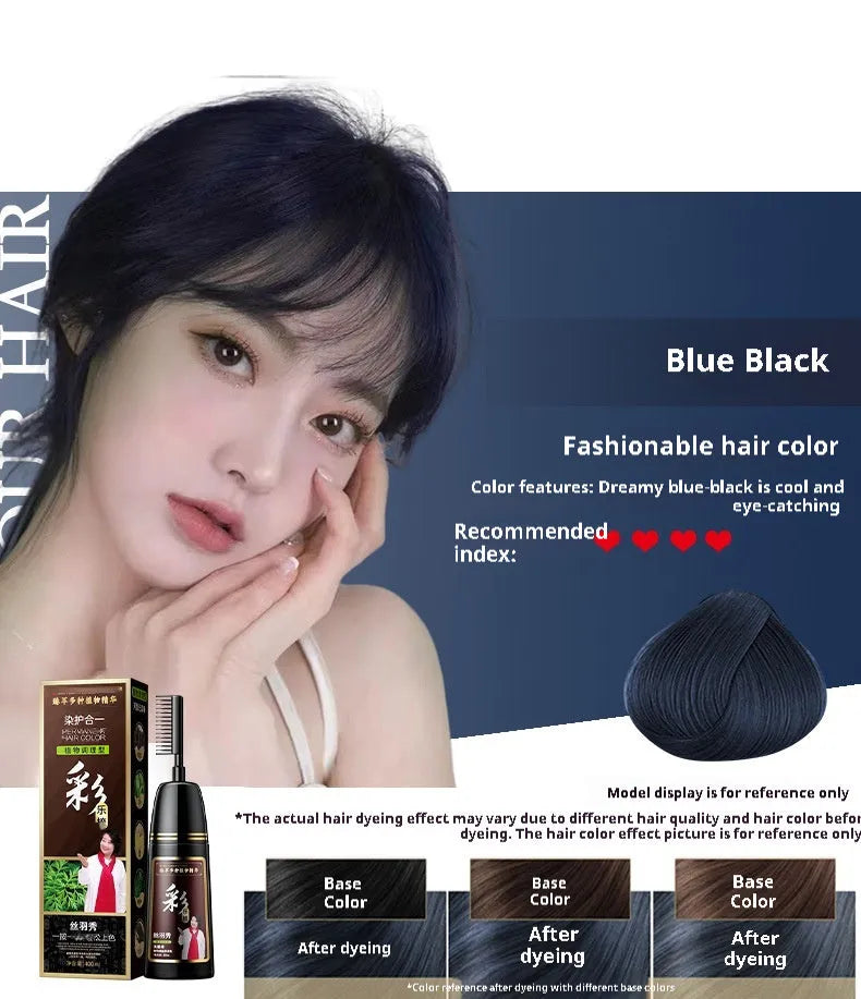 Plant Pure hair dye cream in plastic container showing colour options for covering white hair