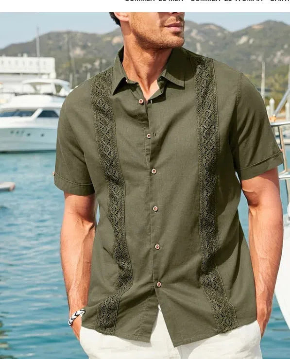Plus size men's digital print short sleeve shirt with flower pattern, polyester stretch fabric, cardigan style, summer leisure wear