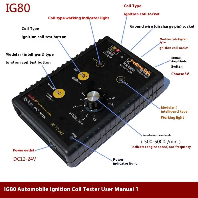 IG80 automobile ignition coil detector for petrol and natural gas vehicles