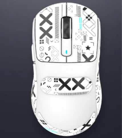 Black three-mode rechargeable Bluetooth mouse with USB receiver and parachute cord on a desk.