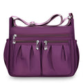 Canvas crossbody bag for women large capacity horizontal square shape with sewing line details