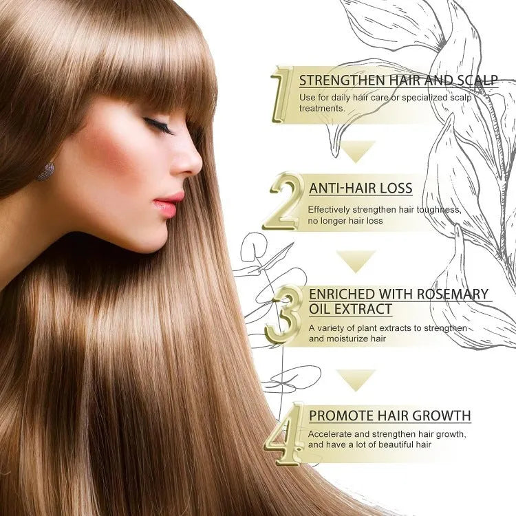 Yellow rosemary essential hair oil in a 60ml bottle for damaged and frizzy hair care.