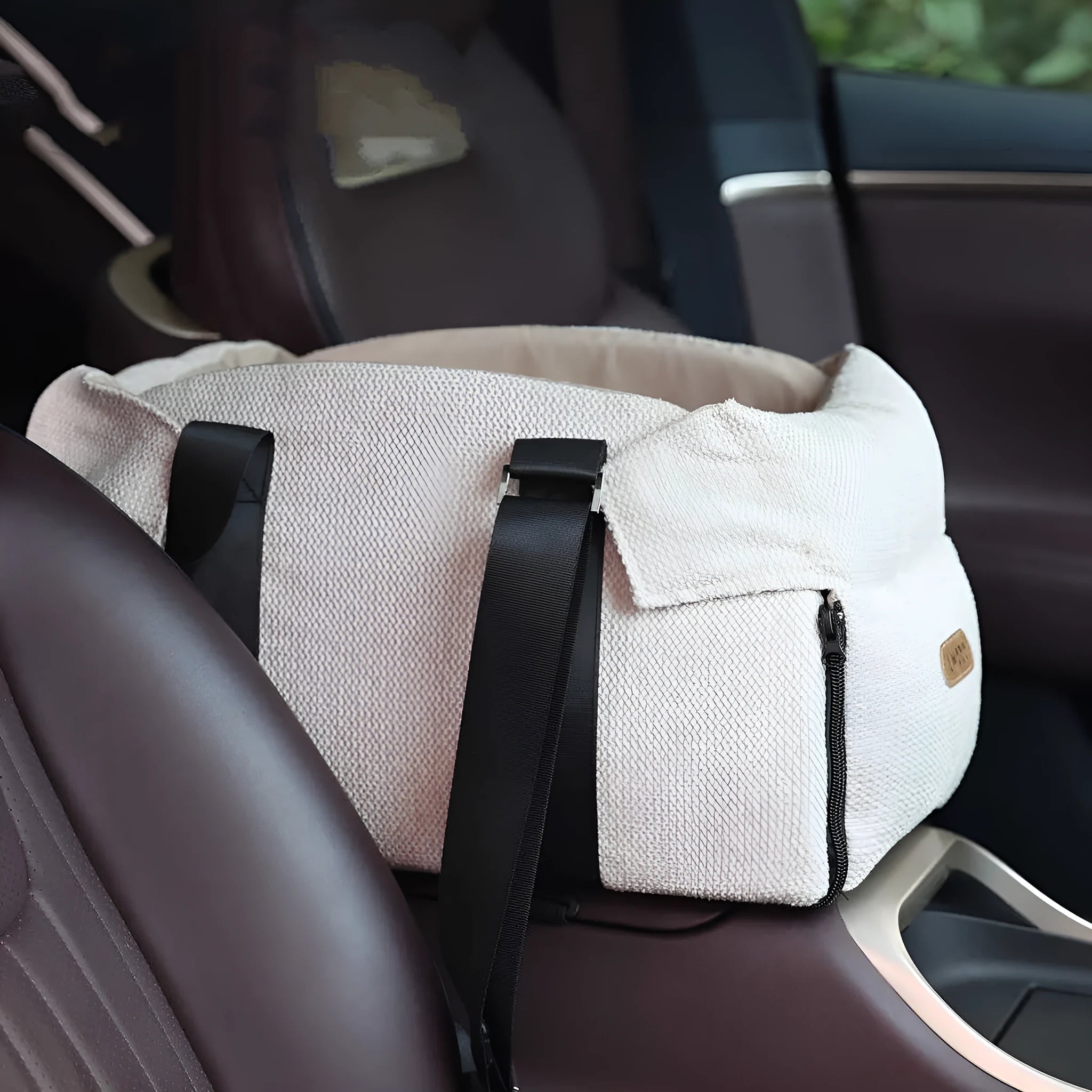 Beige white polyester pet car nest and diaper bag dual-use carrier measuring 23×20×40 cm