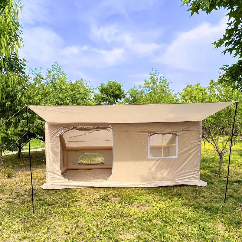 Outdoor camping inflatable cotton tent double layer quick open Oxford cloth 12 flat for 3-4 persons