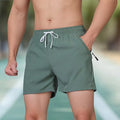 Black men's fitness training shorts with a high waist and drawstring, made from micro-elastic polyester fabric.