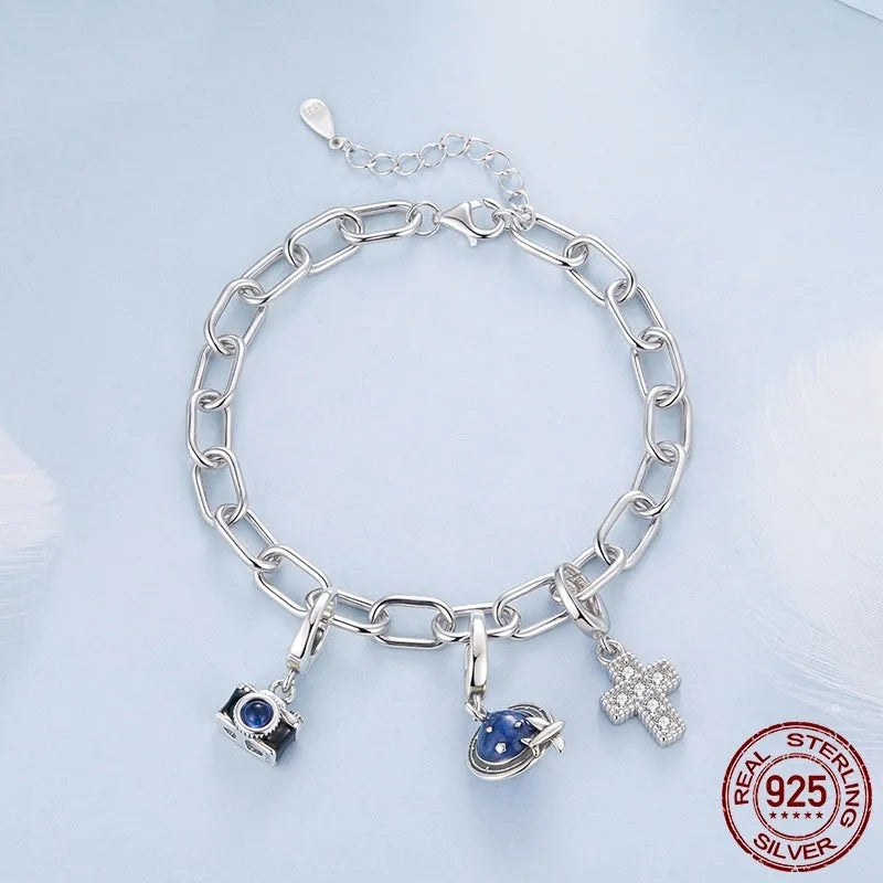 S925 sterling silver chain bracelet for women, electroplated finish, BSB231 colour, silver tone