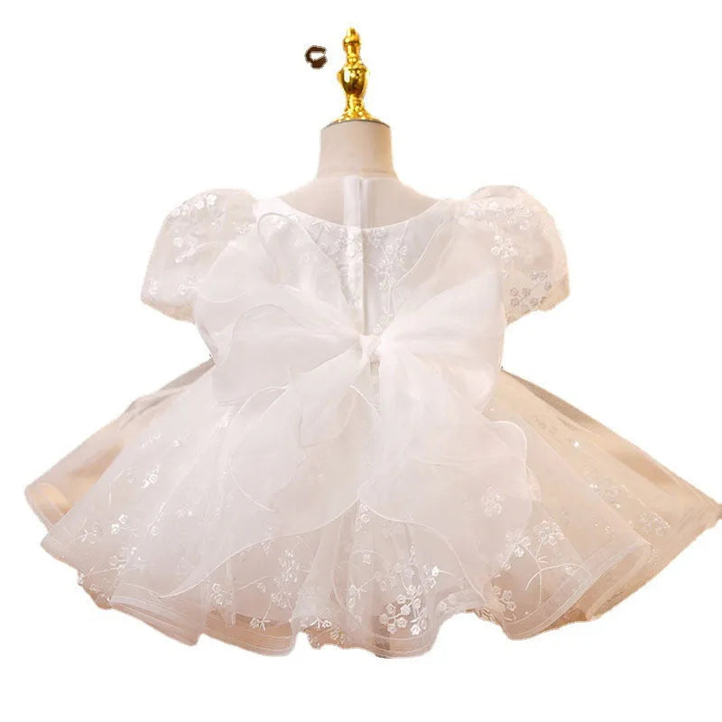 White girls' polyester dress for birthday dinner, available in heights 80cm to 150cm