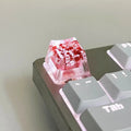 Transparent resin mechanical keyboard keycap with starry sky pattern in pink colour