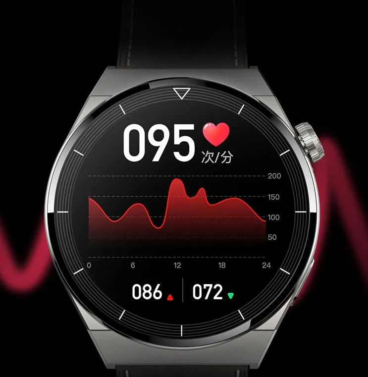 Android smart watch with round 1.36 inch display, Bluetooth calling and NFC access control on silicone strap