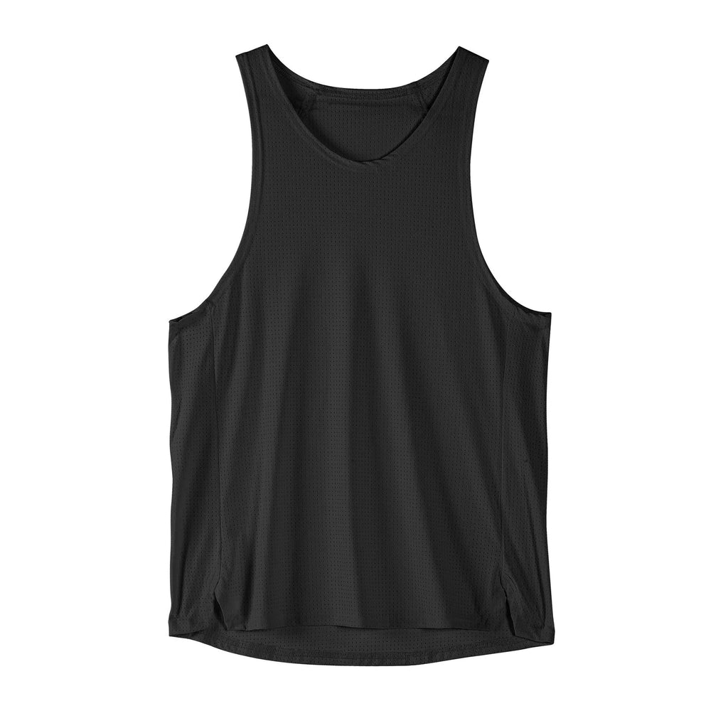 Men's white and black nylon sports casual vest with sleeveless design and stretch fabric