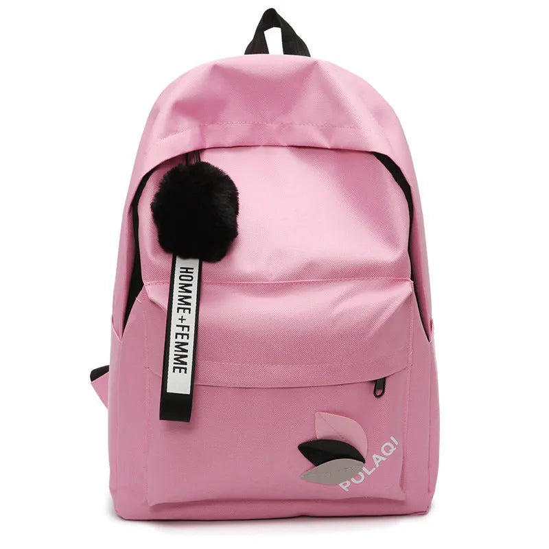 Green canvas college style schoolbag with leaves pattern and anti-theft features