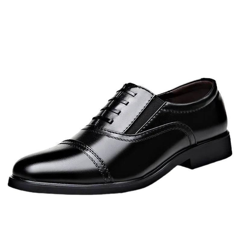 Men's pointed-toe lace formal leather shoes with EVA sole and decorative sequins and belt buckles