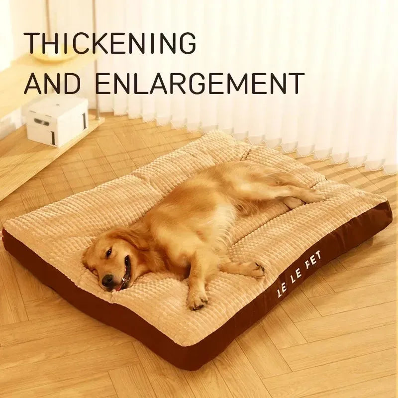 Soft fleece pet bed with detachable cushion mat in coffee colour for medium-sized dog