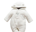 Baby wearing brown lamb design cotton padded winter romper with long sleeves