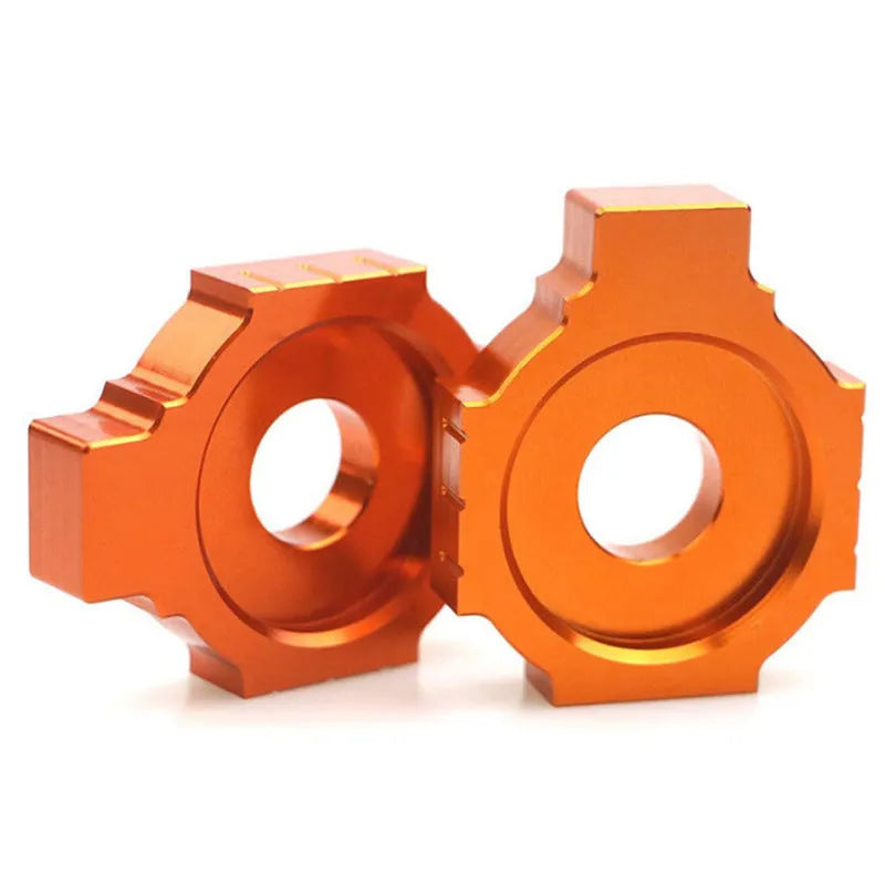 Orange KTM motorcycle rear fork regulator screw pair for Duke 200 390 990 models