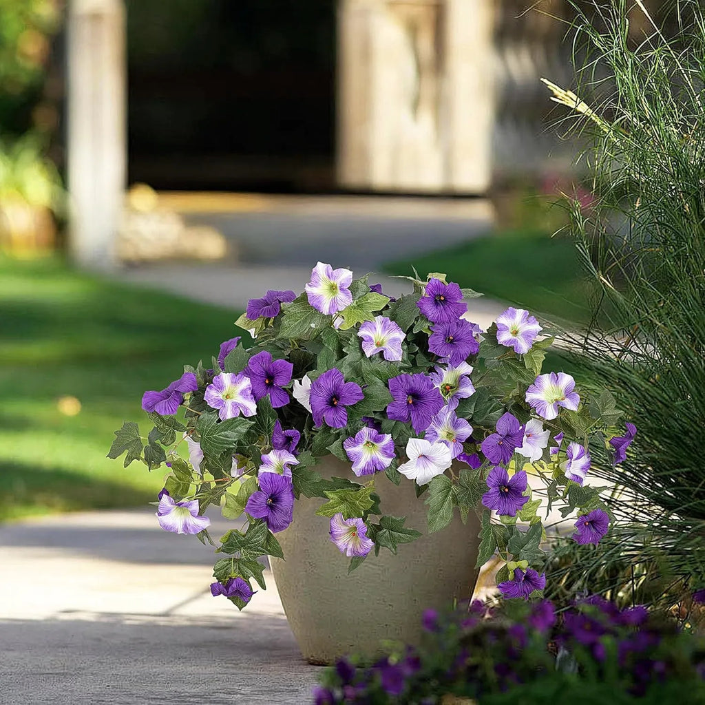 Purple plastic artificial flower arrangement with 12 forks in European courtyard style